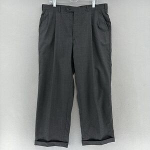 1980 Burberrysβ Pinstripe Gray Wool Dress Pants Pleated Mens 37x28.5 VTG 80s